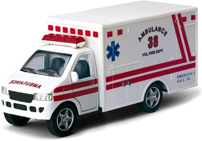 KiNSMART Rescue Team Ambulance 5" Die Cast Metal Cabin w/Pullback Action