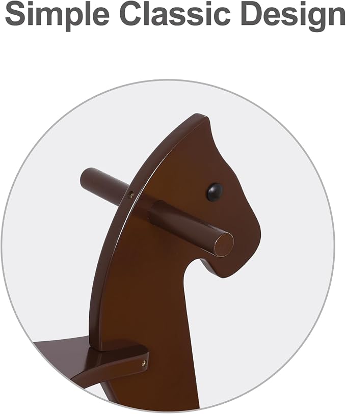 Rocking Horse Baby Ride On Toy for Kids Wooden Classic Design with Pedal and Safe Backrest Ideal Gift for Toddlers (Classic, Espresso)