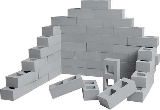 Deekin Foam Brick Building Blocks for Kids Thick Blocks Foam Large Fake Brick Construction Toy for Stacking Construction Gifts, 8 x 4 x 2.4 in(20 Pcs,Square Holes)