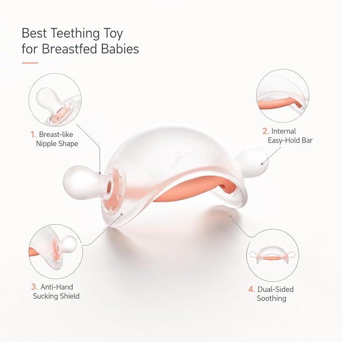 Garkoko Baby Teething Toys for 3-6 Months, No-Drop Silicone Teether for Breastfed Babies, Easy-Grip Infant Chew Toy for Teething Relief, BPA-Free Newborn Essentials