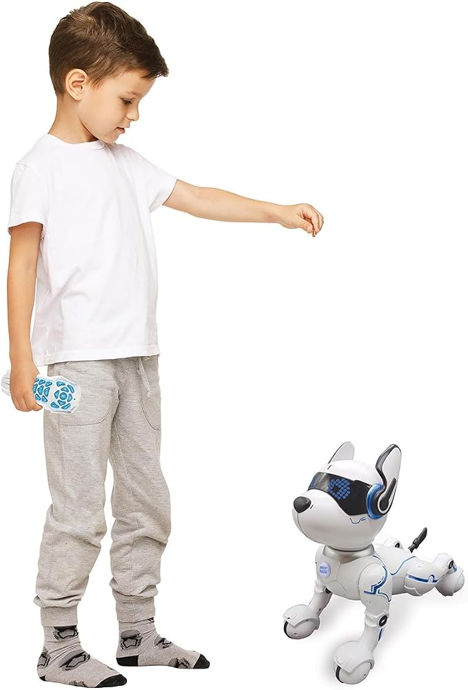LEXiBOOK Power Puppy - My Smart Dog Robot to Train - Programmable Robot with Remote Control, Training and Gesture Control Function, Dance, Music, Light Effects, Toy for Children - DOG01
