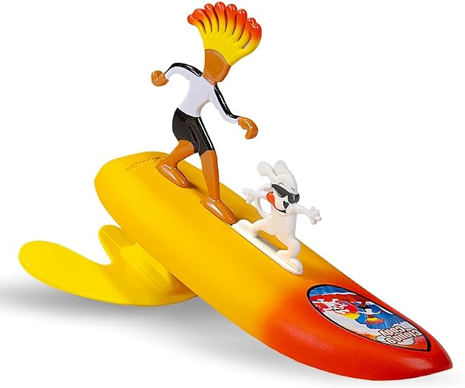 Surfer Dudes Legends & Surfer Pets Wave Powered Mini-Surfer, Pet and Surfboard Beach Toy - Cloud 9 Cody and Sky