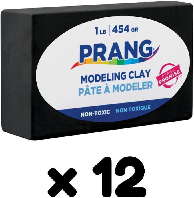 Prang Modeling Clay, Black, 1 lb. Block, Case of 12 Blocks, 192 oz. Total | Pliable, Non-Hardening, Non-Staining, Easy Clean-Up, Perfect for Preschool and Elementary Aged Children