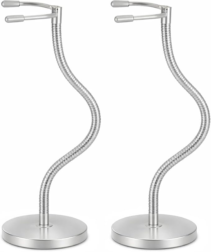 2 Pack Silver Action Figure Stand with Magnetic Base –Stop Motion Rig with Adjustable Dual-Arm Clip for 6''-7'' Figures – Action Figure Display Holder Stand Base Compatible with HG RG SD SHF Gundam 1/144 Toy