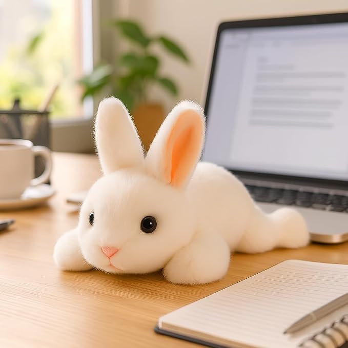 Adorable Easter Bunny Stuffed Animal Soft White Rabbit Plush Toy Cute Birthday Easter Gifts for Boys Girls Kids Toddlers