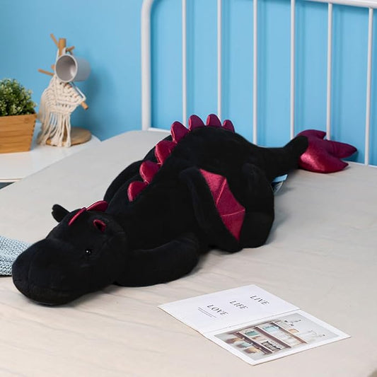 Weighted Dragon Stuffed Animals,Blue,Green,Black,Pink,White. 35.4" Black Dragon Plush 5Lbs