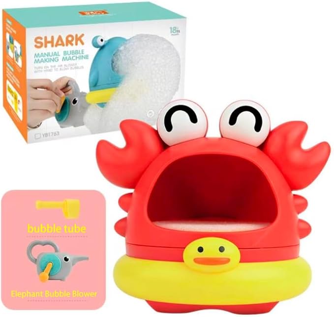 Bath Toy, Bathroom Bubble Machine for Boys and Girls, Kids Bathtub Water Play Toy, Suitable for Children Aged 1-3and4-8(Red)