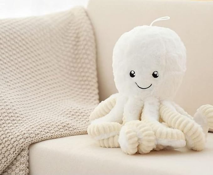 JOSON Cute Octopus Plush Toys, Soft Octopus Stuffed Animals, Girls and Boys Adult Birthday (16 Inch, White)