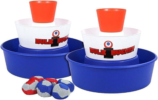 BULZiBUCKET Game by Water Sports - Beach, Tailgate, Camping, Yard, and Pool Games- Indoor/Outdoor Kids Toys - Pool Accessories Perfect for Family Game Night (Red/White/Blue)