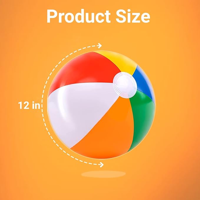 Beach Ball 12 Pack - 12'' Inflatable Beach Balls for Kids Bulk, Swimming Pool Toys Beach Toys for Summer Water Games, Hawaiian Tropical Theme Party Decorations Favors Supplies