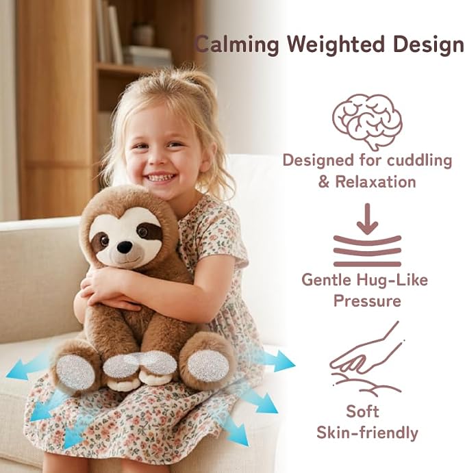 Niuniu Daddy 14" | 3.5 Pound Sloth Weighted Stuffed Animals for Adults & Kid, Calming Sloth Plush for Hugging Pillow, Sitting Cuddly Toy Huggable Gift for Everyday Comfort for Boys Girls
