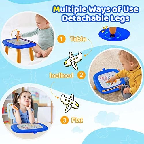 Kikidex Toddlers Toys Age 1-3, Magnetic Drawing Board, Doodle Board Pad Learning and Educational Toys for 1 2 3 Year Old Baby Kids Birthday Gift (Dark Blue)