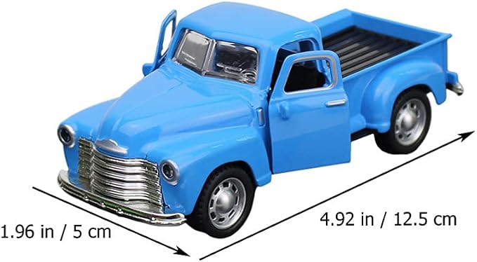 Classic Diecast Metal Pickup Truck Model, Vintage Blue Stepside Toy Vehicle Retro Alloy Car Figurine for Home Office Tabletop Decor Collectible for Kids and Adults