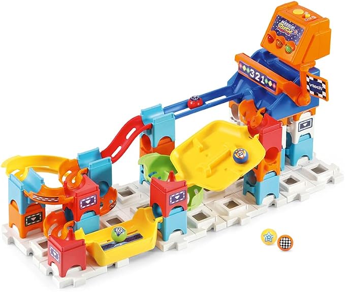 VTech - Marble Rush, Electronic Ball Circuit Racing Set M200E, Building Set, 73 Pieces, 5 Balls, Gift for Children from 4 Years