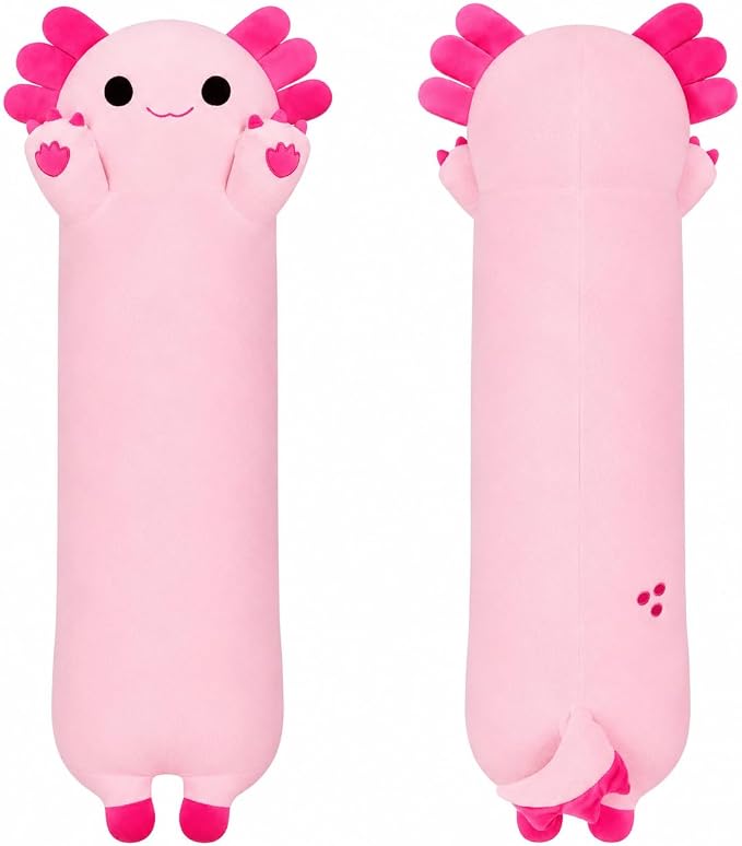 Long Axolotl Stuffed Animals 19.7inch, Soft Long Axolotl Plush Pillow Cute Plush Pillow Gifts for Kids Girlfriend, Pink