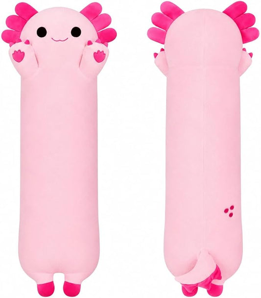 Long Axolotl Stuffed Animals 35.4 inch, Soft Long Axolotl Plush Pillow Cute Plush Pillow Gifts for Kids Girlfriend, Pink