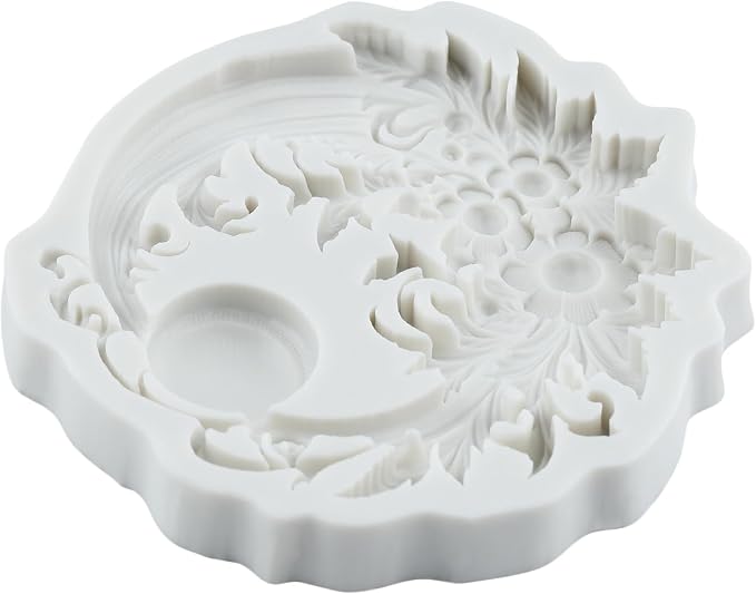 Baroque Floral Relief Polymer Clay Molds Baroque Flower Leaf Moon Silicone Mold for DIY Crafts Epoxy Resin Casting Polymer Clay Tools Craft Air Dry Jewelry Making