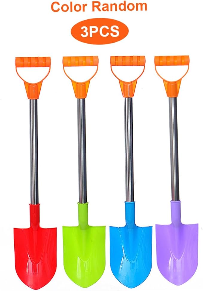 Kids Stainless Steel Snow Shovel, Kids Snow Shovel Beach Shovels for Stainless Steel with Plastic Scoops and Handle 3PCS