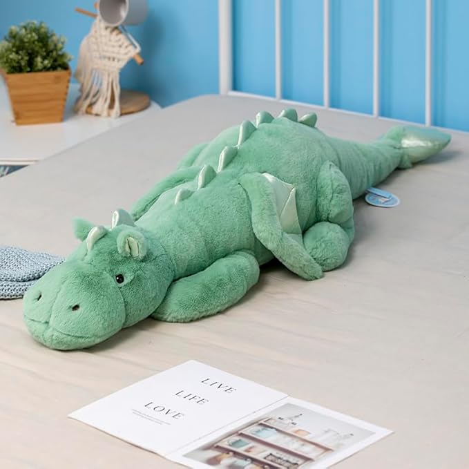 Weighted Dragon Stuffed Animal 35.4" 5Lbs, Medium Green Weighted Plush Dragon Toy for Kids and Adults(2025 Weighted Version)