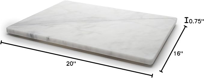 Fox Run Marble Pastry Board White, 16 x 20 x 0.75 Inch Natural White Marble Dough Board