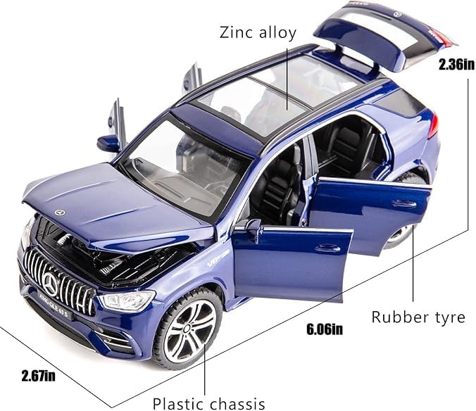 WAKAKAC Diecast Car Model GLE 63S 1/32 Pull Back Zinc Alloy Toy Vehicle Collection Decoration Gift Toy Car(Blue)