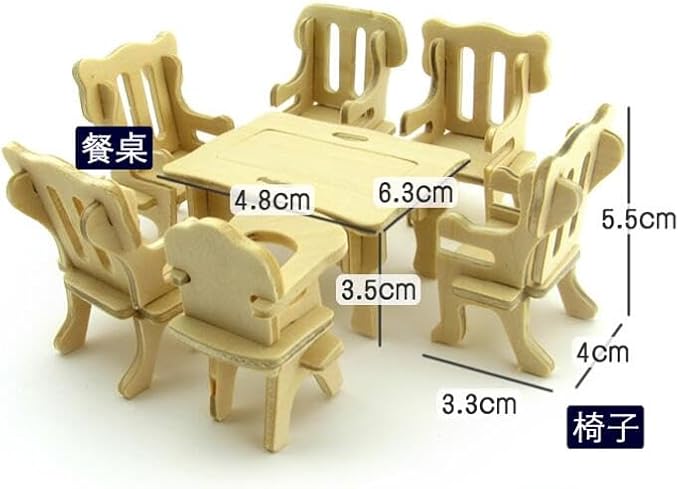 NWFashion 1:20 Scale Wooden Piecese 34Sets Furnitures for Dollhouse(Furniture Sets)