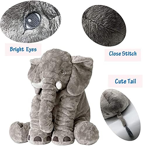 BOOJALOO Giant Stuffed Animals Doll Elephant Stuffed Animal, 24" Stuffed Elephant Plush Toy Gifts for Girls Boys Gray