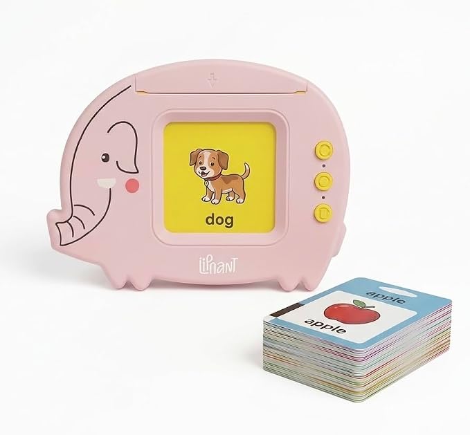 Liphant Talking Flash Cards, Educational Learning Toy for Kids 1-6 Years, 224 Words, Speech Development (Pink)