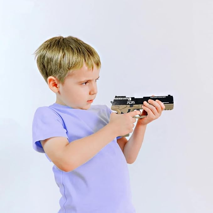 Dreamplay Shell Ejecting Toy Gun, Automatic Pull Back Action Shooting Games Education Model Toy for Kids Gifts