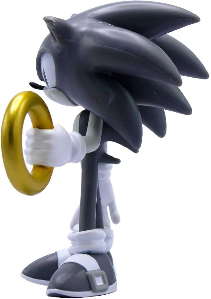 Just Toys LLC Sonic The Hedgehog Buildable Figure, Black & White Limited Edition – 4″ Collectible Toy with Moveable Arms & Accessories (Gold Ring & Chaos Emerald)
