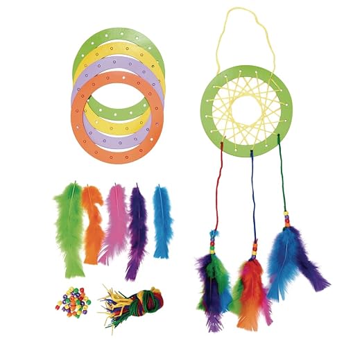 Colorations DIY Make Your Own Dream Catcher Arts and Crafts Kit Includes Rings, Beads, Feathers, Yarn Instructions