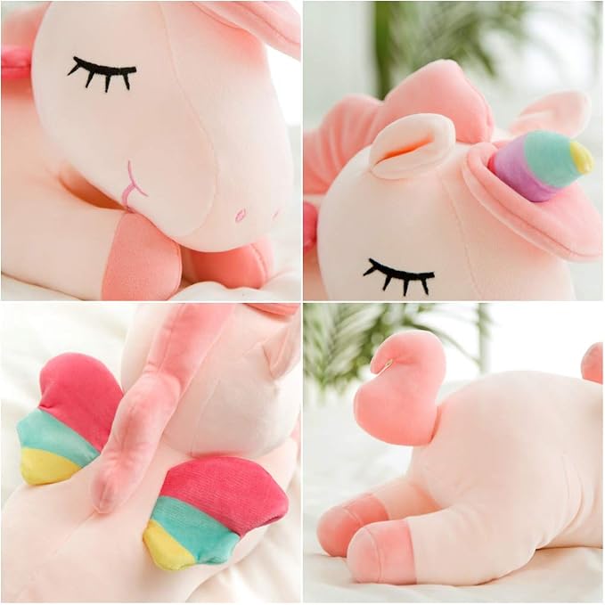 Unicorn Stuffed Animal, Soft Unicorn Plush Hugging Pillow Toy Gifts for Kids (Pink, 15.7 in)