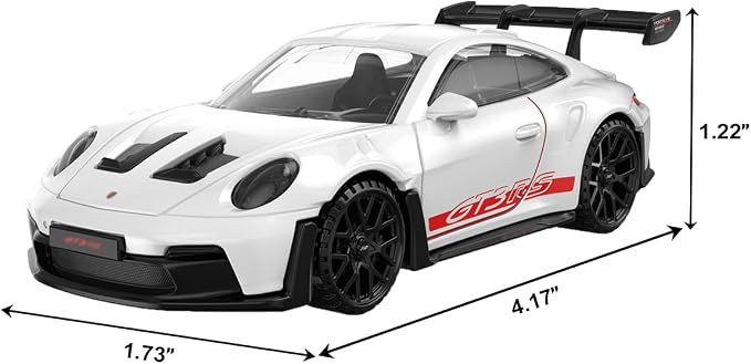 1:43 Diecast Model Cars for Porsche 911 GT3 RS, Metal Die Cast Toy Cars with Free Wheels for Boys Girls Kids Gift, White