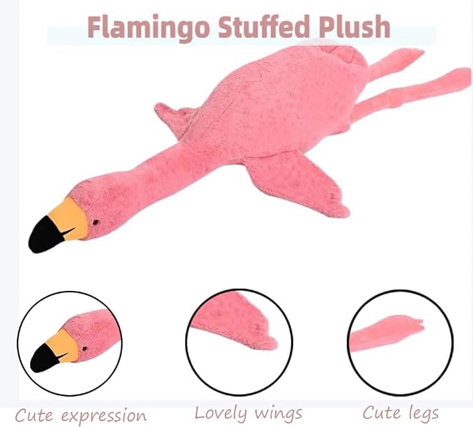 74.8in Flamingo Stuffed Animal Plush Pillow Cute Giant Flamingo Plush Toy Plush Soft Hugging Pillow Stuffed Animal Gift for Kids Birthday