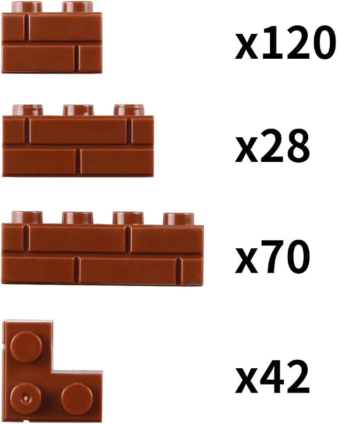 Masonry Bricks Set - Compatible with Major Brands Building Blocks, 260 Pieces Bulk 1x2 1x3 1x4 and Corner Bricks for DIY Wall House Construction