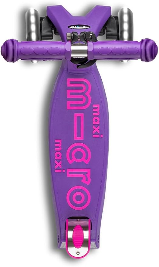Micro Kickboard | Maxi LED Kids Scooter for Ages 5-12 | Children up to 110 lbs | 3 Wheel Lean-to-Steer Design | Adjustable T Bar | Smooth Ride, Motion Activated PU LED Wheels | Swiss Design