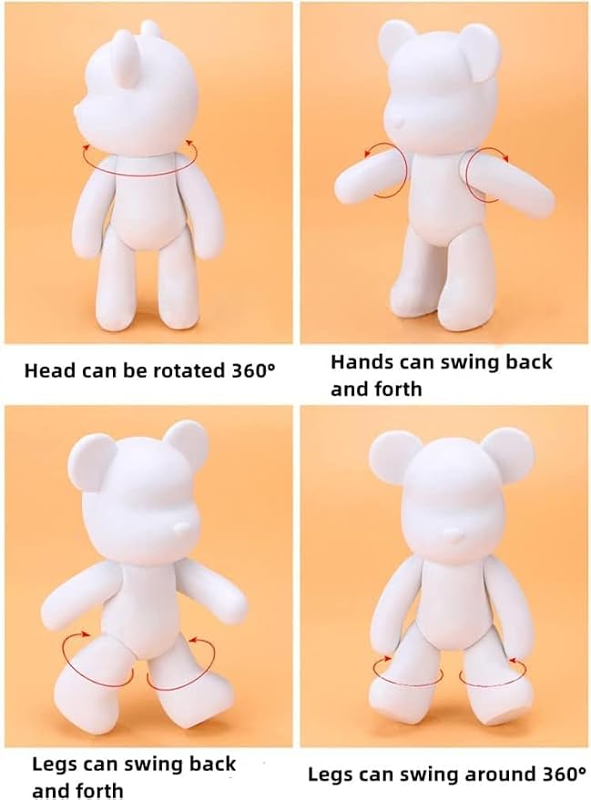 HANDA DIY Painting Fluid Bear Teddy Bear Painting Kit Set Creative Home Decorations Handmade Doll Figurine Toys Gift for Birthday Valentines (13.4 inch, Pink+Green+Blue)