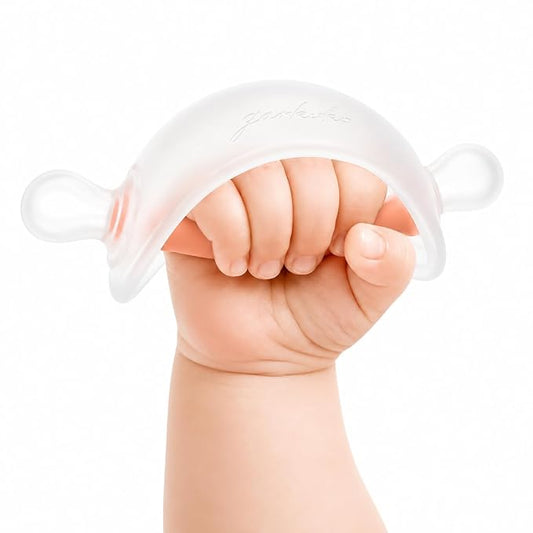 Garkoko Baby Teething Toys for 3-6 Months, No-Drop Silicone Teether for Breastfed Babies, Easy-Grip Infant Chew Toy for Teething Relief, BPA-Free Newborn Essentials