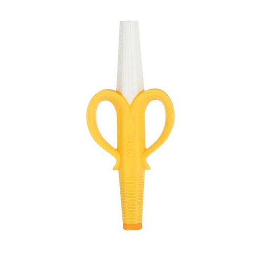 Nuby Banana Hollow Tube Silicone Teething Toy - Gum Massaging Baby Teething Relief Toy for 3+ Months