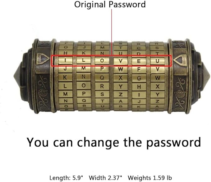 yofit Da Vinci Code Mini Cryptex Lock Puzzle Box - Valentine's Day Gift with Hidden Compartments for Notes, Jewelry, Rings & Money, Romantic Anniversary Birthday Gifts for Her, Girlfriend, Women & Men