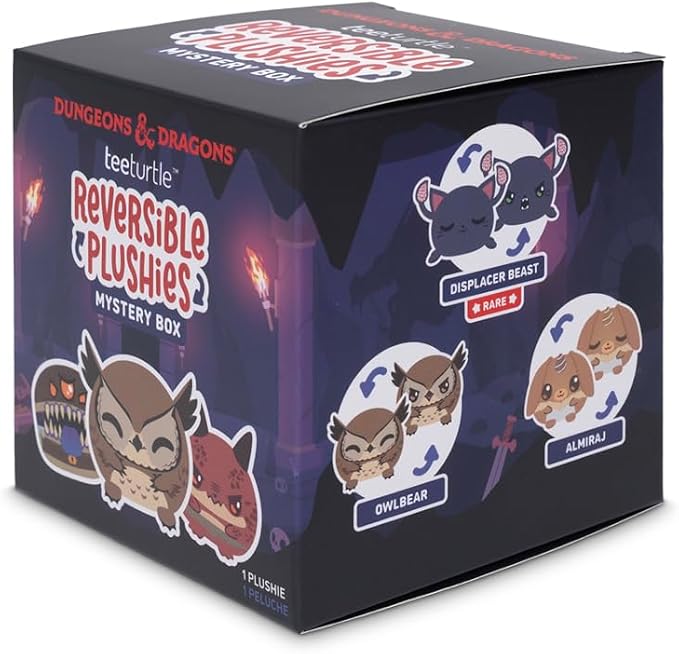 TeeTurtle Dungeons and Dragons Series Reversible Plushie Mystery Box - 3-Inch Mini Two-Sided Blind Box Plush with Embroidered Details - Cute Collectible Surprise Toy for Kids, Teens, and Adults
