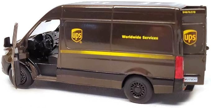 KiNSMART - Mercedes-Benz Sprinter UPS Edition Cargo Van, 1:48 O Scale Die Cast Metal Model Toy Van, Pull-Back Action