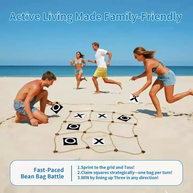 Nattork Outdoor Giant Tic Tac Toe Game for Kids Adult Family, Large Outside Lawn Yard Backyard Carnival Field Day Game, Birthday Party Family Reunion Games Playground