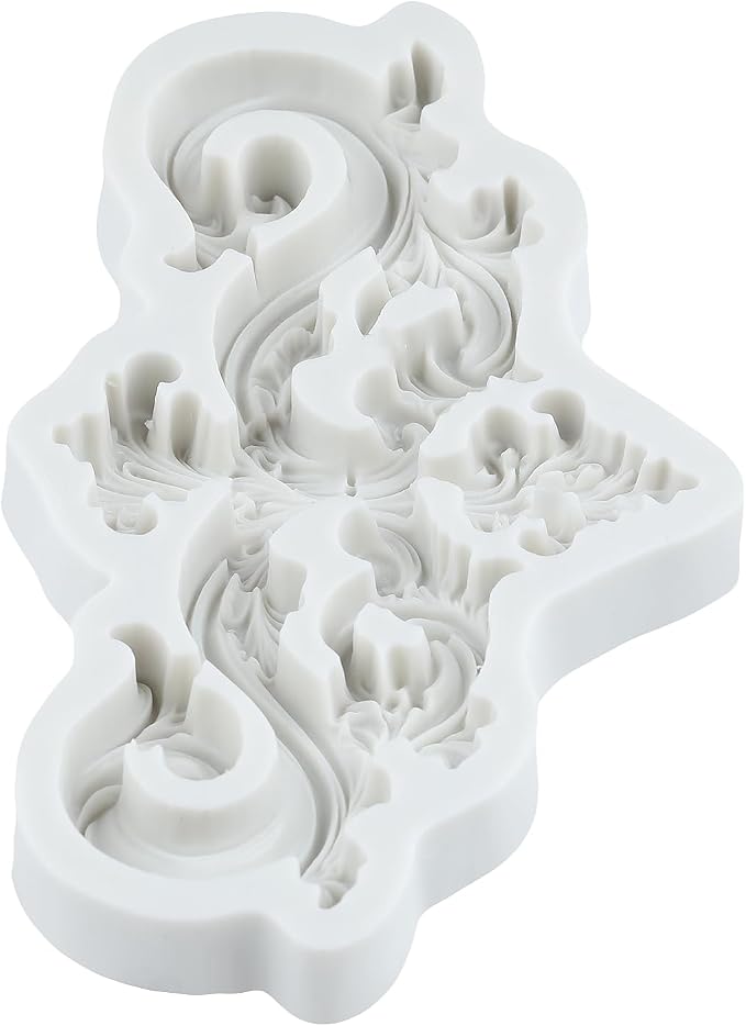 Baroque Curlicues Scroll Lace Silicone Mold Vintage Relief Flower Lace Filigree Polymer Clay Molds for DIY Crafts Epoxy Resin Casting Air Dry Polymer Clay Plaster Jewelry Making