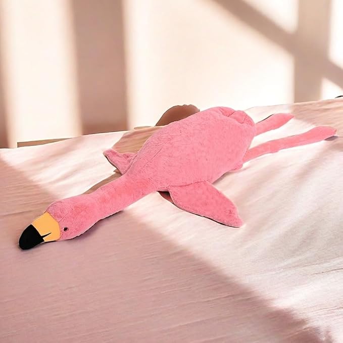51.2in Flamingo Stuffed Animal Plush Pillow Cute Giant Plush Toy Soft Hugging Pillow Stuffed Animal for Kids Birthday