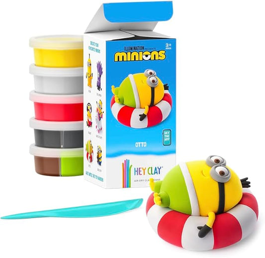 HEY CLAY Minions - Colorful Modeling Air Dry Clay for Kids - Air Dry Clay Kit 5 Cans and Sculpting Tools with Fun Interactive Instructions App - Age 3 and up (Otto)