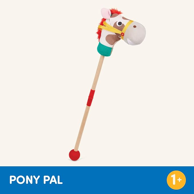 Battat – Classic Hobby Horse – Plush Stick Horse – Wooden Pole & Sensory Textures – Realistic Sounds – 2+ Years – Pony Pal