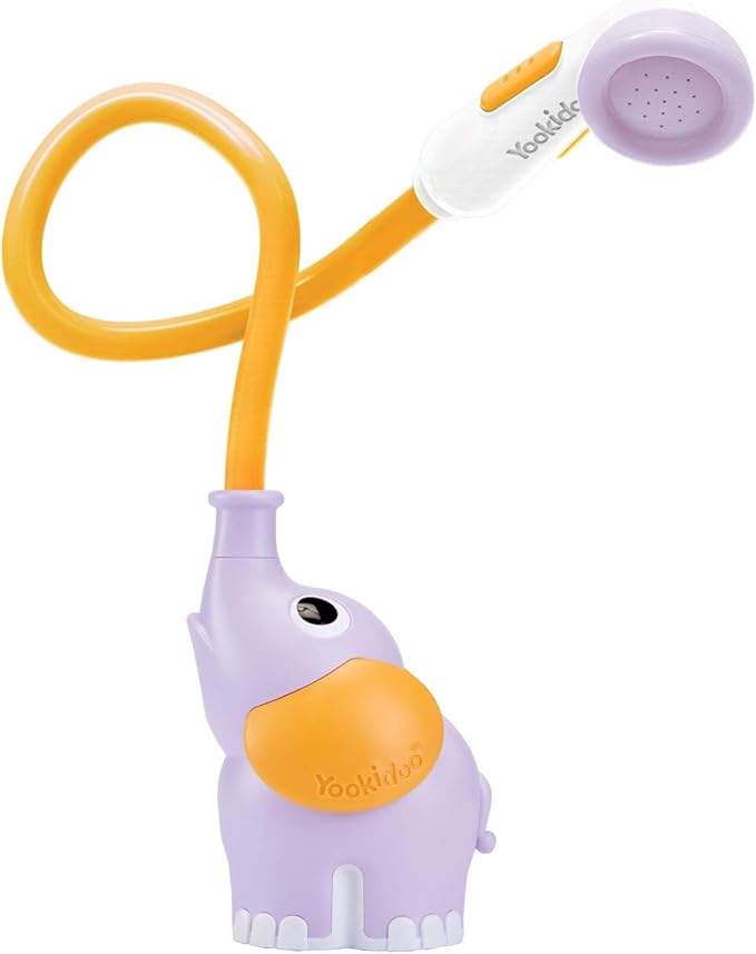 Yookidoo Baby Bath Shower Head - Elephant Water Pump and Trunk Spout Sprayer - One Handed Flow Control for Newborn Babies in Tub Or Sink (Purple)