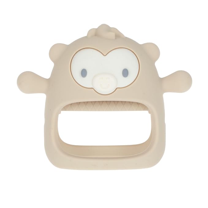 Nuby Silicone Wrist Teething Mitten - Baby Teether Ring - 3+ Months - Provides Teething Relief for Babies and Toddlers - Brown Monkey