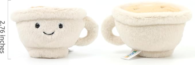 RECUR Plush Cappuccino Coffee Cup Stuffed Animals,Soft Food Plush,Cute Plushie 8 Inches,Adorable Gift for All Ages